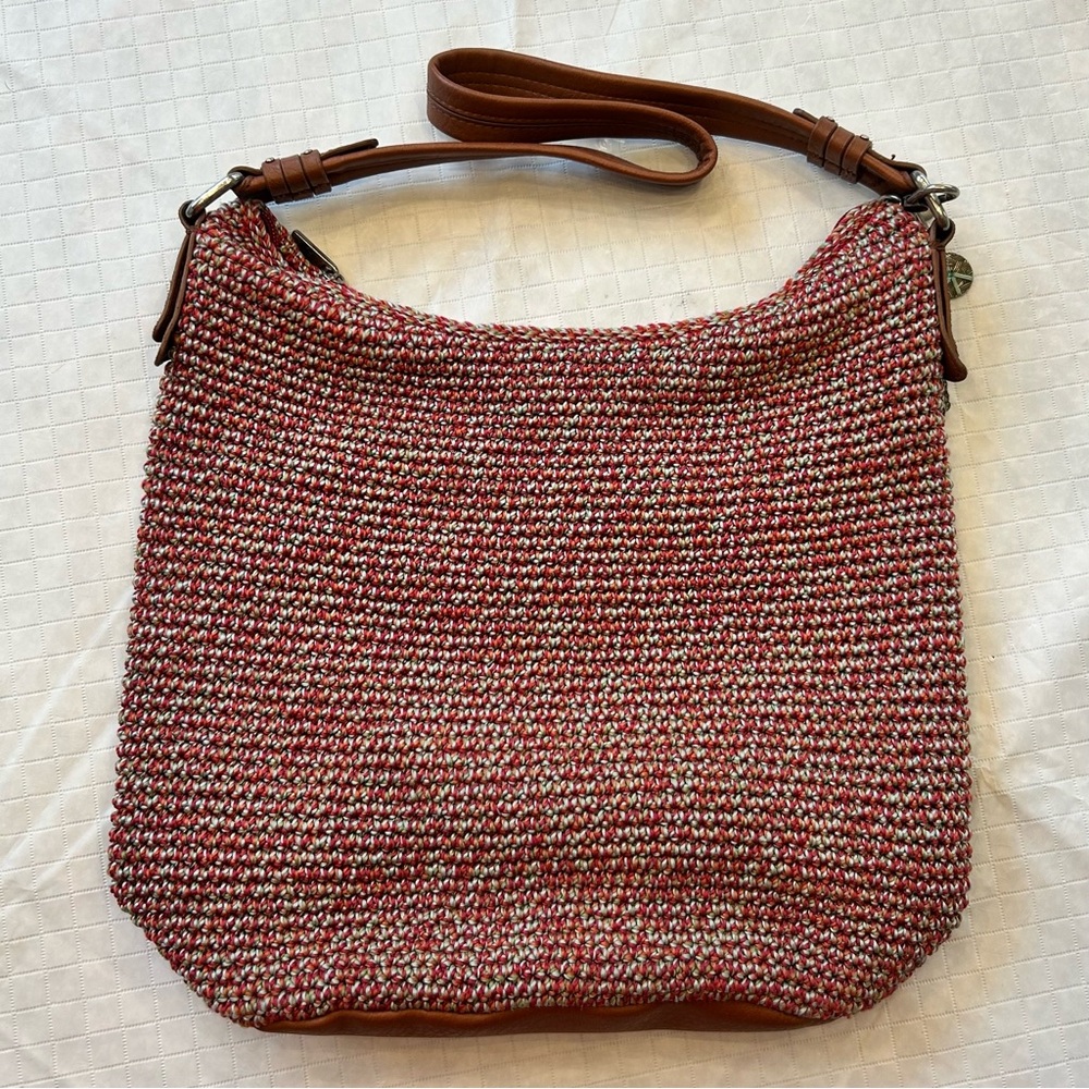 The Sak Red and Brown Hobo Bag crochet leather unusual trendy chic
